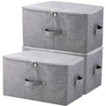iwill CREATE PRO Pack of 3, 17.7 * 13.8 * 9.8" Stackable Folding Storage Baskets with Lid & Carry Handles & Memo Pocket, Good Wardrobe Separator Bins, Dark Gray - color: Dark Gray, 3pcs