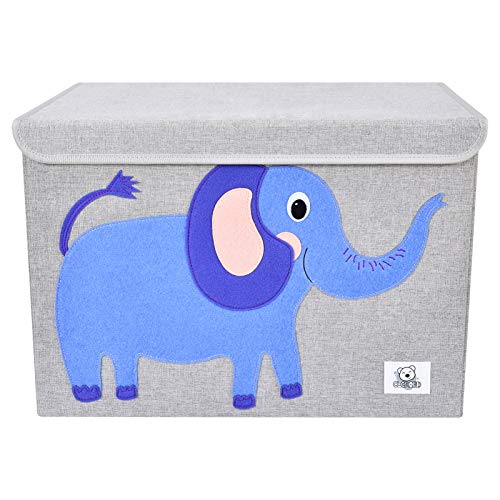 CLCROBD Foldable Large Kids Toy Chest with Flip-Top Lid, Collapsible Fabric Animal Toy Storage Organizer/Bin/Box/Basket/Trunk for Toddler, Children and Baby Nursery (Elephant) - color: Elephant