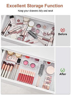 SMARTAKE 20-Piece Drawer Organizer with Non-Slip Silicone Pads, 7-Size Desk Drawer Organizer Trays Storage Tray for Makeup, Jewelries, Utensils in Bedroom Dresser, Office and Kitchen (Clear) - size: 20 PCS