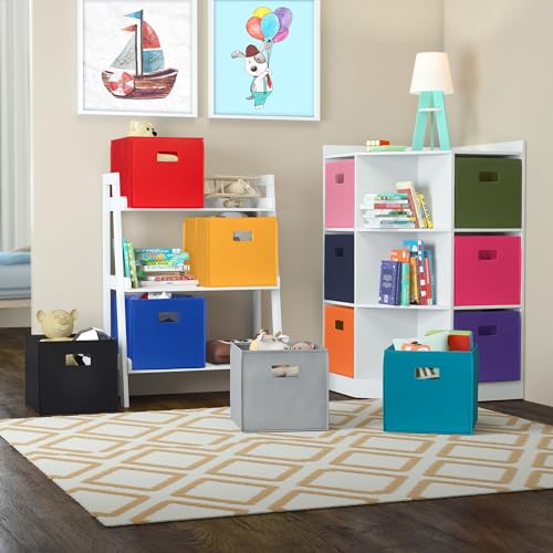 RiverRidge Folding Storage Bins with Handles Dark Purple Cube Storage Organizer for Closet, Bedroom & Playroom - Closet Organizers and Storage Set of 2 - color: 2 Dark Purple Bins