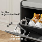 MHOM Black Modern Entryway Bench with 2 Flip Drawers, Shoe Bench with Padded Seat Cushion, Wooden Storage Bench for Hallway and Entryway - color: Black