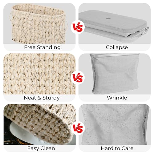 GRANNY SAYS Toilet Paper Storage, Toilet Paper Basket for Bathroom, 6 Mega Rolls Organizer Free Standing, Wicker Basket for Bathroom Storage, Butter Milk - color: Butter Milk, size: 15¾"L x 6½" Wx 9½"H (No Lid)