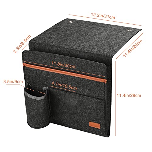 Surblue Bedside Caddy Felt Bedside Storage Organizer with Water Bottle Holder for TV Remote Control Phone Glasses Magazine 7 Pockets(Dark Grey) - color: Darkgrey