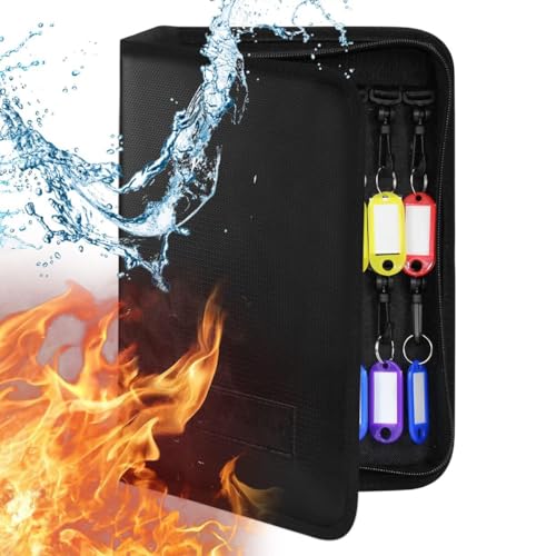 Fireproof and Waterproof Portable Zippered Key Case,12 Key Hooks Key Organizer with Key Tags,Portable Manager Zipper Key Binder for Hotel Executives,Real Estate Sales,Car Service - size: 12 Keys