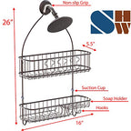 Simple Houseware Bathroom Hanging Shower Head Caddy Organizer, Bronze (26 x 16 x 5.5 inches) - color: Bronze, size: Large