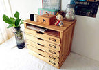 5 Flat Drawer Organizer for Home or Office Desk - Wooden Chest of Drawers - File Organizer with Drawers & 1 Paper Tray Slot - Desk Organizer w/ Storage Drawers & Label Holders - Wood File Box