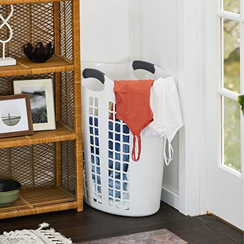Gracious Living Easy Carry Flex Hamper, Large 87.5 Liter Lightweight Plastic Ventilated Laundry Basket Clothes Bin with Handles, White (2 Pack) - size: 2 Pack