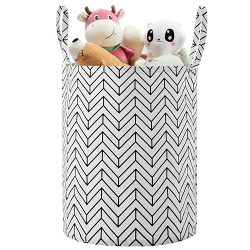 Large Storage Basket for Girls and Boys, Collapsible Laundry Hamper with Long Handles, Toy Bins for Nursery, Kids Room Décor Black Geometry - color: Black Geometry, size: 1 Pack
