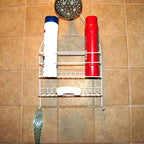Treasure Gurus Hanging White Metal Shower Head Caddy Bathroom Storage Wall Mount Bath Organizer Rack