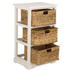 SAFAVIEH Home Collection – Halle Ivory 3-Drawer Basket Storage Side Table, Coastal Accent Design, Fully Assembled (AMH5738K) - color: Ivory