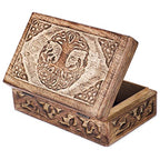 Ajuny Wooden Jewelry Box - Hand Carved Mango Wood Tree of Life Celtic Carving Decorative Multipurpose Keepsake Box, Treasure Chest Memory Box Organizer Travel Trinket Holder Case Gifts - 8x5 Inch - style: Celtic Tree