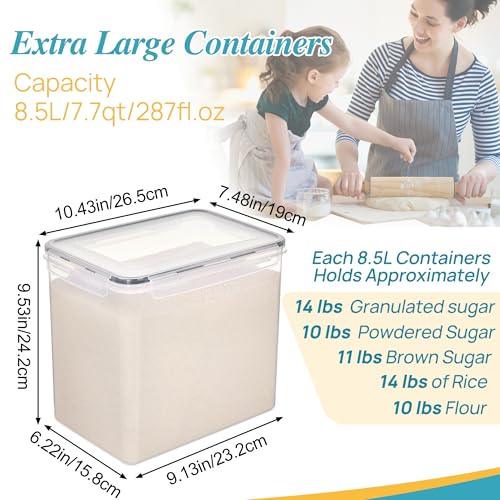 Vtopmart 8.5L 2 Pack Extra Large Flour Sugar Storage Containers for 20lbs flour, Airtight Kitchen Pantry Organization Canisters with Lids for Bulk food, Rice, Baking Supplies, BPA Free, Black - color: Black, size: 8.5L