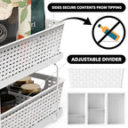 Simple Houseware 2 Tier Bathroom Organizer Tray Pull-Out Sliding Drawer, Under Sink Storage, White - color: White