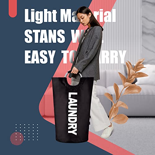 Caroeas 90L Laundry Basket (13 Colors), Waterproof Laundry Hamper, Laundry Bag with Padded Handles, Clothes Hamper Stands Up Well, Collapsible Laundry Basket Easy Storage - color: Black, size: 90L