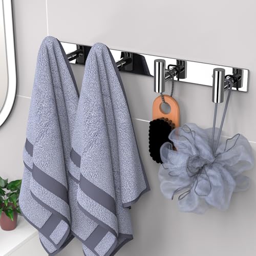 VAEHOLD Hat and Coat Wall Mount Rack - Hooks for Robes, Bags, Keys, and Towels - Bathroom Towel Hanger Organizer (Polished Chrome, “T“ Shape 4 Hooks 2 Pack) - color: Polished Chrome, size: “T“ Shape 4 Hooks 2 Pack