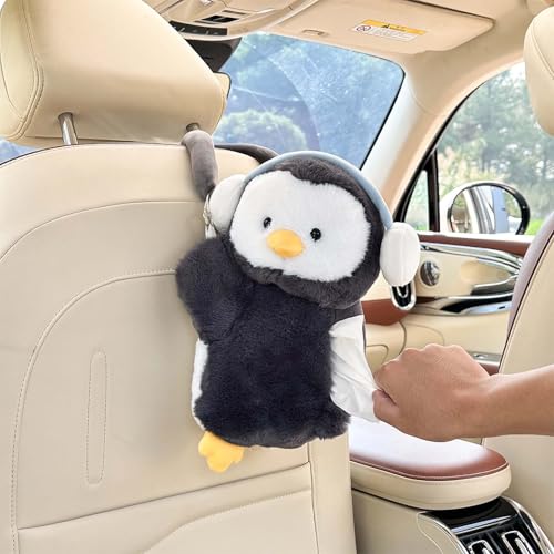 Tissue Box Cover Plush Tissue Box Holder for Car, Home, Decorative Holder/Organizer for Bathroom Vanity Countertop, Nightstands, Office Desk-Penguin - color: Penguin