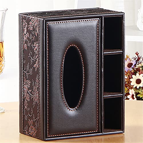 Leather Tissue Box Cover Rectangular and Multifunction Remote Control Caddy,Suitable for Storing pens and Stationery,Desk Organizer Storage for Office and Home(Antique)