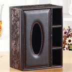 Leather Tissue Box Cover Rectangular and Multifunction Remote Control Caddy,Suitable for Storing pens and Stationery,Desk Organizer Storage for Office and Home(Antique)