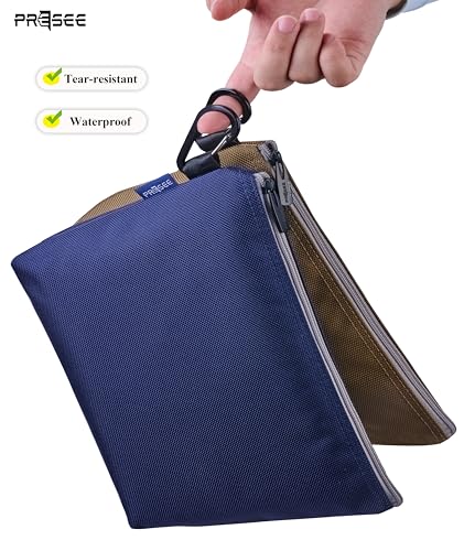 Tool Pouch Zipper Small Tool Bag Pouches Organizer Bag with Metal Carabiner, Nylon 1680D Heavy Duty for Wrenches, Screwdrivers, Pliers, Stationery & Office Supplies Pack of 1,Khaki, 11 Inch - color: 1 Pack, 11" Khaki