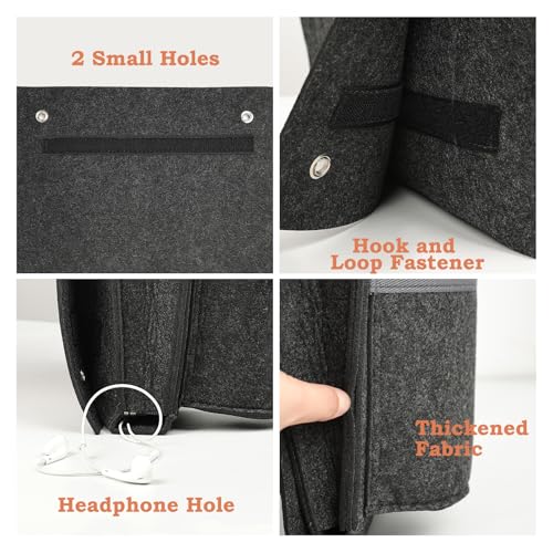 Surblue Bedside Caddy Felt Bedside Storage Organizer with Water Bottle Holder for TV Remote Control Phone Glasses Magazine 7 Pockets(Dark Grey) - color: Darkgrey