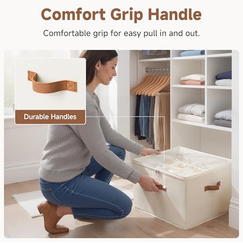 StorageWorks 2 Pack Shoe Organizer for Closet, Foldable Shoe Storage Box with Adjustable Dividers, Fabric Shoes Container, Stackable Storage Bins for Boots, Sneakers, Fits up to 16-32 Pairs, Beige - color: Beige, size: Medium-2 Pack