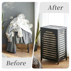 Laundry Hamper with Lid,Bamboo Large Waterproof Clothes Laundry Basket,Removable Washing Bags with Handles,clothes basket (Black) - color: Black