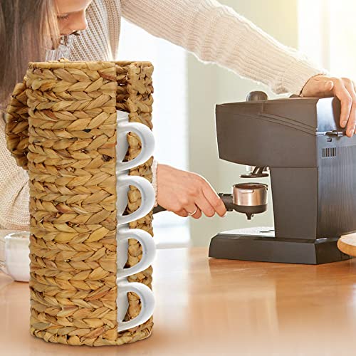 Graciadeco Stand Paper Storage with Lid Spare Extra 3 Rolls of Toilet Tissue Holder Free Standing Water Hyacinth Wciker Toilet Paper Organizer Basket for Bathroom