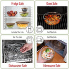 Set of 5 Nesting Glass Bowls with New Updated Acacia Lids for Foodprep, Storage, Mixing & Cooking - Microwave & Oven-ready BPA Free Durable Heat Resistant Inert Borosilicate Glass - color: 5 Mixing Bowls with Acacia Lids