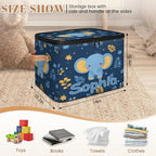 Custom Storage Basket with Name, Personalized Storage Bins with Zipper Lid, Foldable Fabric Storage Box Large capacity with Handle Elephant Flower Leaves - color: Option 19