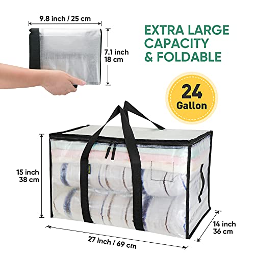 BALEINE 6-Pack Oversized Moving Bags with Reinforced Handles, Heavy-Duty Storage Tote for Clothes, Moving Supplies (Clear, 6-Pack) - color: Clear, size: 6-Pack