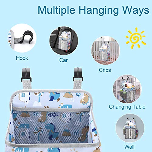 Accmor Hanging Baby Diaper Caddy Organizer, Diaper Stacker, Baby Crib Hanging Classified Storage Bag Organizer for Changing Table, Crib, Playard or Wall & Nursery Organization, White - style: Style A-White