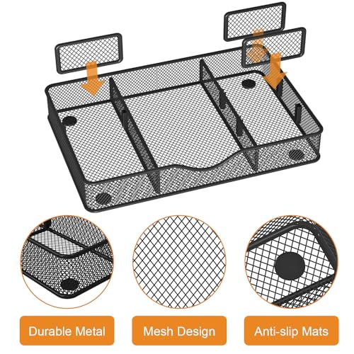 VyGrow Desk Drawer Organizer Tray, Metal Mesh Drawer Organizer for Office & Home, 6 Adjustable Compartments, Black, 2 Pack - 12.87x8.73x1.96 inch - color: 2PCS Medium