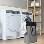 i BKGOO Laundry Basket with Handles Black&Grey-Slim Laundry Bin Collapsible Dirty Clothes Basket Narrow Laundry Bag Foldable Dirty Hamper for Camping, Dorms, Apartments - color: Black-grey