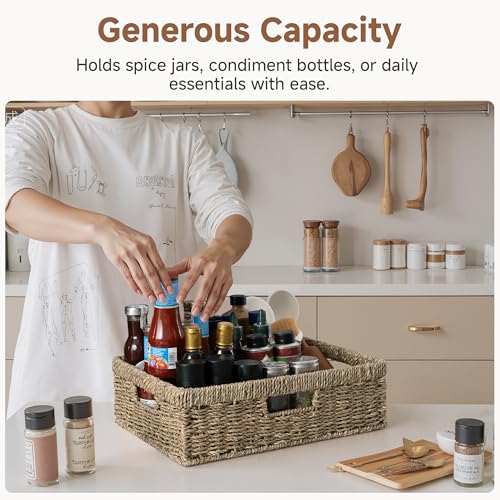 StorageWorks Pantry Baskets, Wicker Storage Baskets for Organizing, Shelves, Pantry Organizers and Storage, Seagrass, 15½"L x 11¾"W x 4 ¾"H - color: Natural (Seagrass), size: 15½"L x 11¾"W x 4 ¾"H