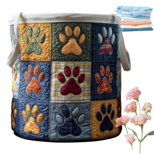 Quilted Laundry Basket with Handles, Boho Floral Fabric Storage Hamper, Large Soft Quilted Laundry Basket for Nursery, Bedroom, Laundry Room,Clothes & Toys (A, L) - color: A, size: L