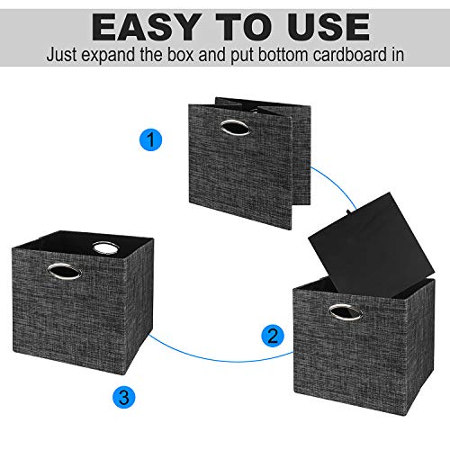 Posprica Storage Cubes,12×12 Storage Bins,Foldable Storage Baskets Fabric Drawers Containers for Shelf Cabinet Bookcase,Thick and Heavy Duty (4pcs, black) - color: Black, size: 12×12×12/4pcs