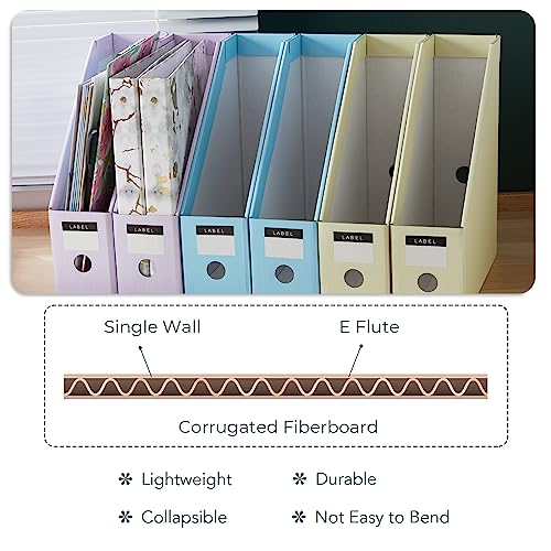 Y YOMA Cardboard File Magazine Holder, Pastel Color, 6 Pack Desktop Binder Holder with Labels Vertical File Storage Foldable Organizer Box, for Office Classroom Home Workspace - size: 6 Pack