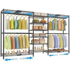 VIPEK X3 Plus Large Expandable Closet Rack Adjustable from 5'10" to 8'8" with Extendable Shelves and Hanger Rods, Freestanding Clothing Racks Modular Closet Systems Wardrobe, Max Load 1360LBS, Black - color: Black, size: X3 Plus