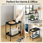 2 in 1 Desktop & Floor End Table with Storage Shelves, Compact 2-Tier Side Table for Office Desk Organization, Bedside Nightstand, Small Space Nightstand for Living Room, Bedroom, Office