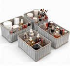 VERONLY Cosmetic Storage Bins Makeup Organizer, Adjustable Multifunction Storage Box Desk Drawer Divider for Makeup Brushes, Bathroom Countertop or Dresser, Set of 4 (Grey) - style: Tree Branch Pattern 4PC