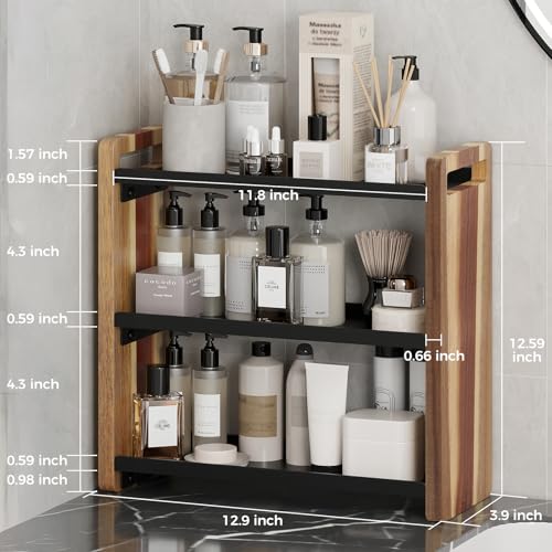 Bathroom Counter Organizer,Bathroom Counter Shelf,Bathroom Organizers,Under Sink Organizer,Cologne Organizer For Men,Cologne Cabinet,Spice Rack Organizer for Cabinet,Gifts(Brown 3 Tier) - color: Brown 3 Tier