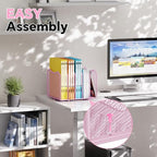 Simple Trending Mesh Desktop File Sorter Organizer, 5-Section Bookshelf for Desk Home Office, Pink - style: 5 Section Pink