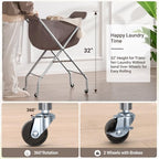 ELYKEN Laundry Cart with Wheels, 32”H Easy Rolling Laundry Hamper with Removable Liner Bag, Sturdy Metal Frame Clothes Basket with 4 Casters and 2 Brakes - color: Camel Brown, size: 23.2"L x 13"W x 32"H