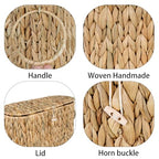 efluky Toilet Paper Storage Basket, Water Hyacinth Slim Toilet Paper Holder with Lid- Holds Up to 9 Mega Rolls, Home Bathroom Decor Organizer