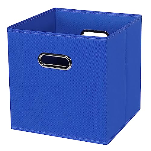 Black Foldable Storage Cubes Bins , Fabric Storage Box Cubes Organizer Baskets with Dual Handles for Home Organizer (Dark Blue) - color: Dark Blue, size: 1 Pack