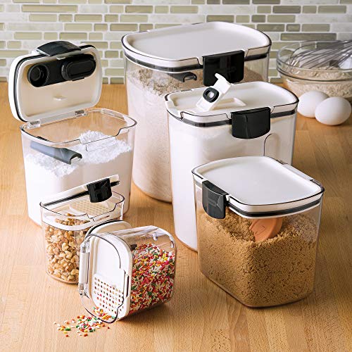 Progressive ProKeeper Baker's Airtight Kitchen Storage Canister Container Set for Flour, Sugar & More, Keeps Ingredients Fresh, with Accessories (Black Latches, 6- Piece) - color: Black Latches, size: 6- Piece