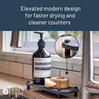 Premium Sink Caddy – Water-Absorbing Diatomaceous Earth Tray for Sink, Elevated Stainless Steel Feet, Non-Toxic, Fast-Drying, Kitchen or Bathroom - color: Slate