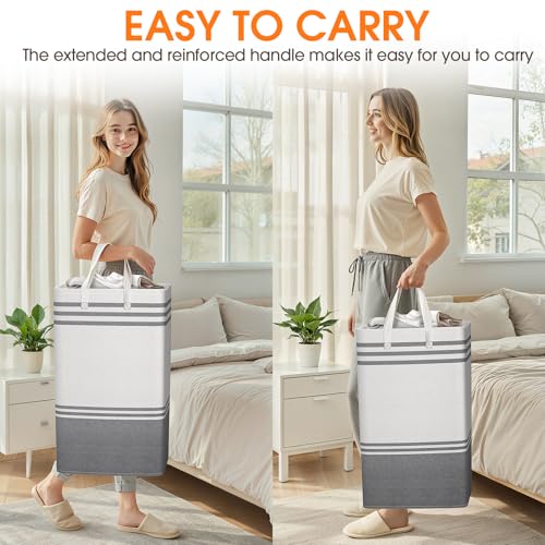 3 Pack Large Laundry Baskets, Laundry Hampers, Freestanding Waterproof Collapsible Clothes Bag with Extended & Reinforced Handles - Clothes Basket for Dorm, Bathroom, Home (88L) - size: 3 x 88L
