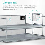 Mindspace 2 Tier Stackable Letter Tray | Paper Tray Desk Organizer | The Mesh Collection, Silver