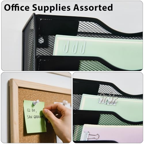 LEKETREE Hanging Wall File Organizer with Office Assorted, 5 Pockets Mesh Wall Mounted Hanging File Folders, Mail Organizer, Holder Rack for Mail, Paper, Document, Binder, Magazine, Menu (Black) - color: Black